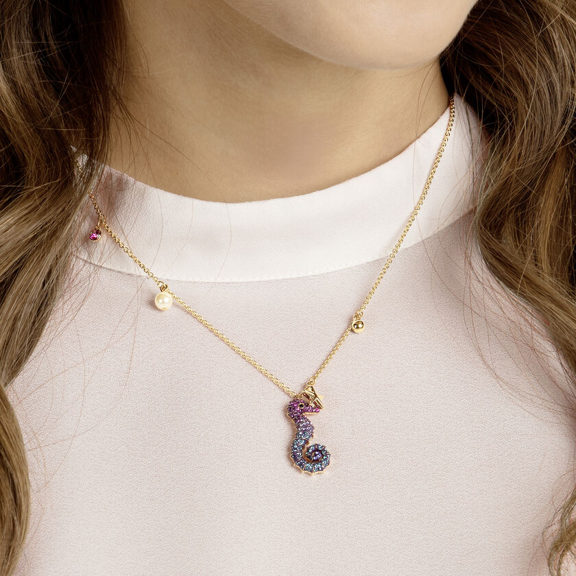 Ocean Seahorse Pendant Multi-colored, Gold plating