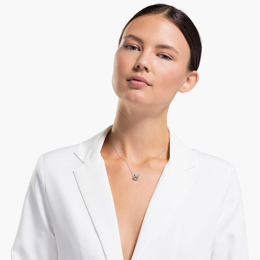 Sparkling Dance Cat Necklace, Light multi-colored, Rhodium plated