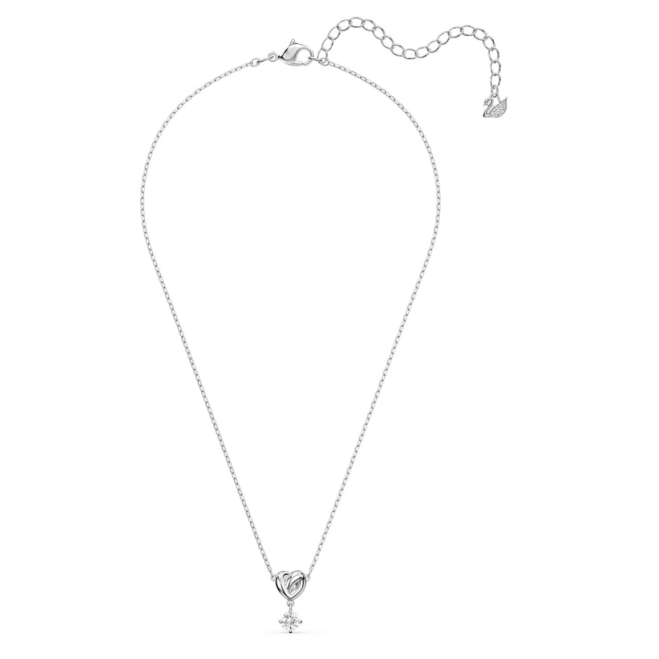 Crystal Lifelong Heart Pendant, White, Rhodium Plated
