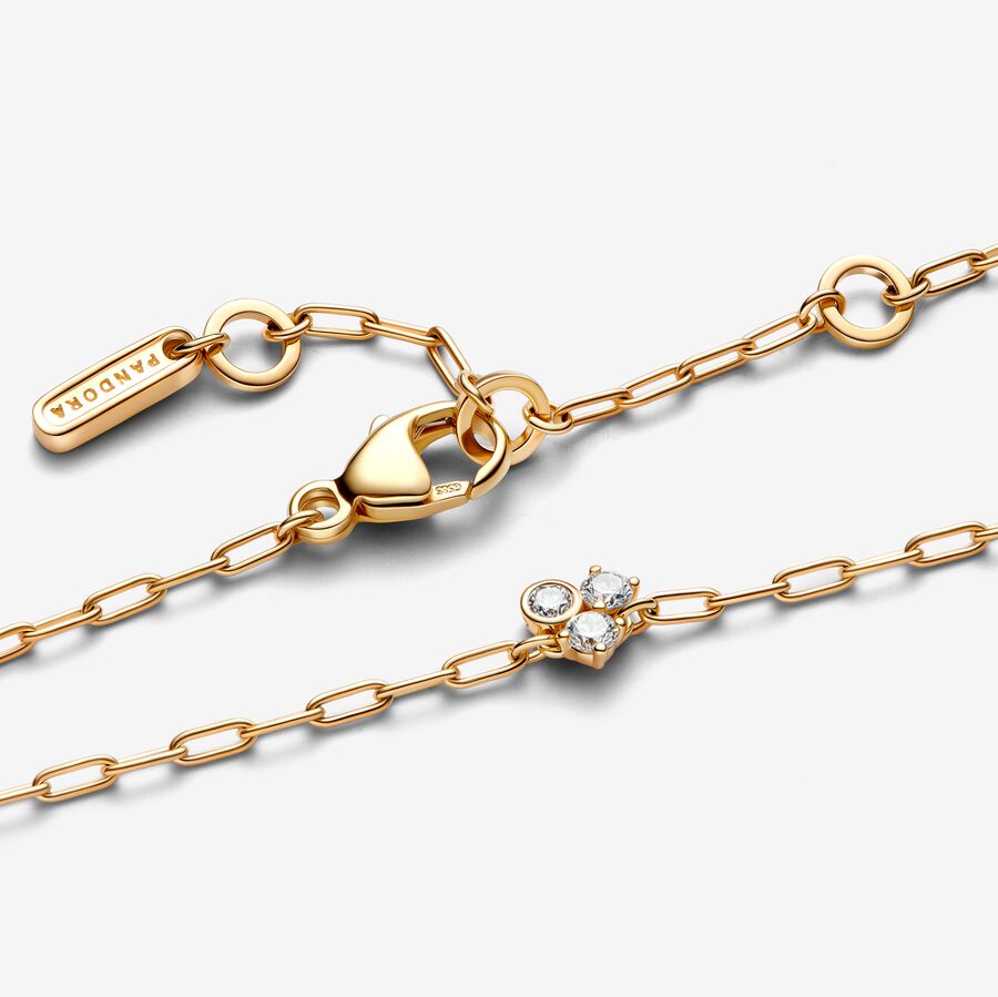 Era Bezel Lab-Grown Diamond Cluster Paperclip Chain Bracelet
