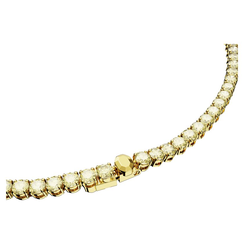 Matrix Tennis necklace, Round cut, Yellow, Gold-tone plated