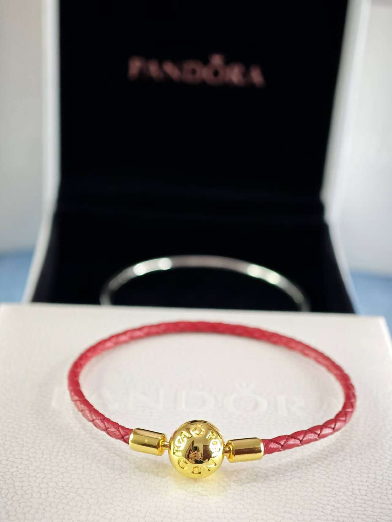 Moments Red Woven Leather Bracelet