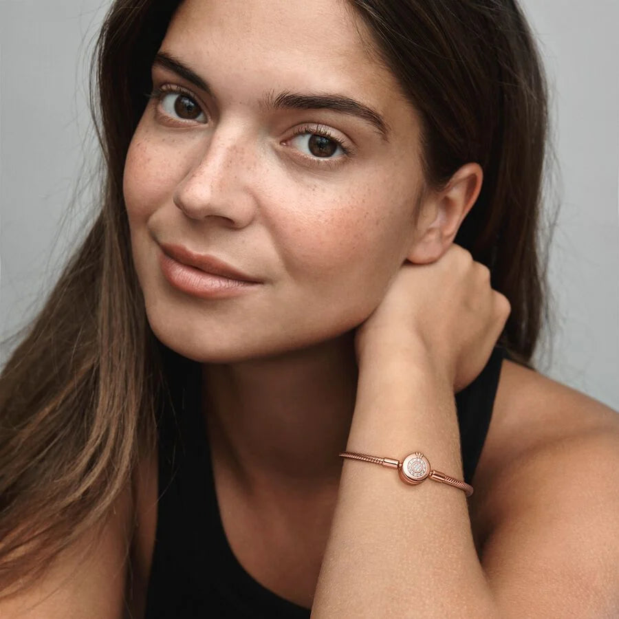 Rose Sparkling Crown O Snake Chain Bracelet