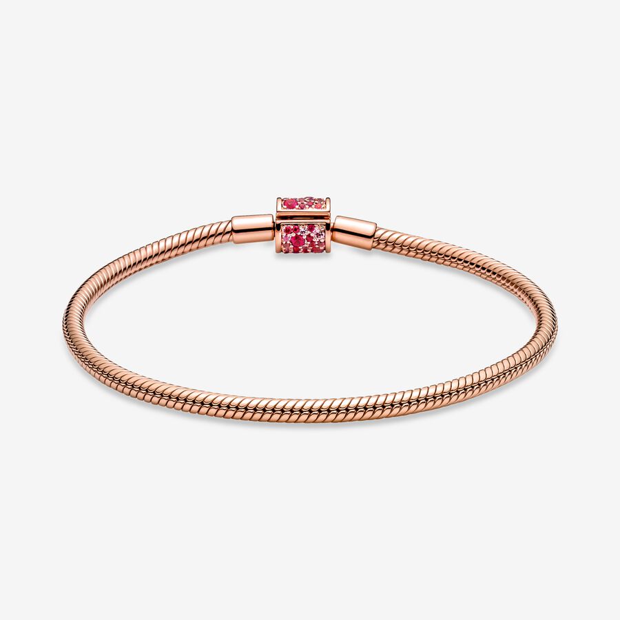 Sparkling Freehand Heart Snake Chain Bracelet Rose gold plated