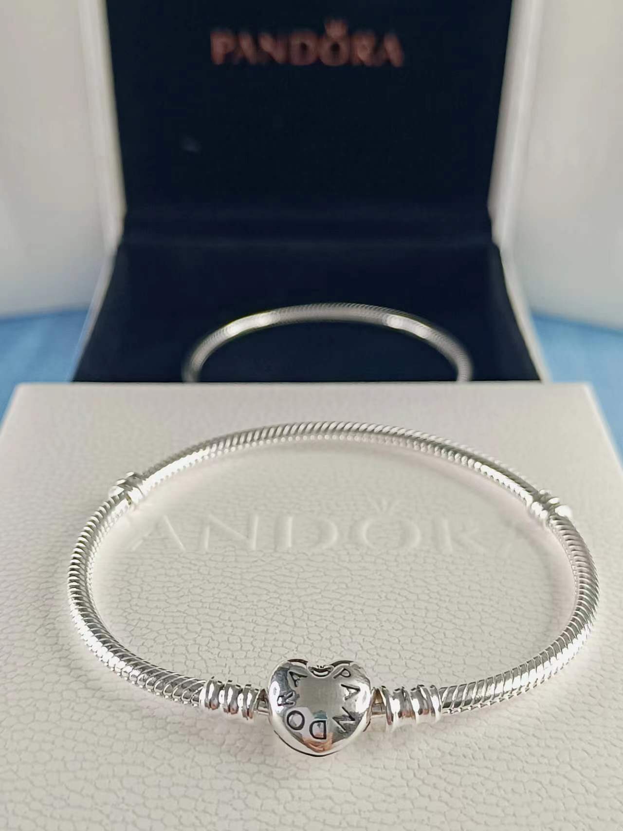 Moments Heart Clasp Snake Chain Bracelet Sterling Silver