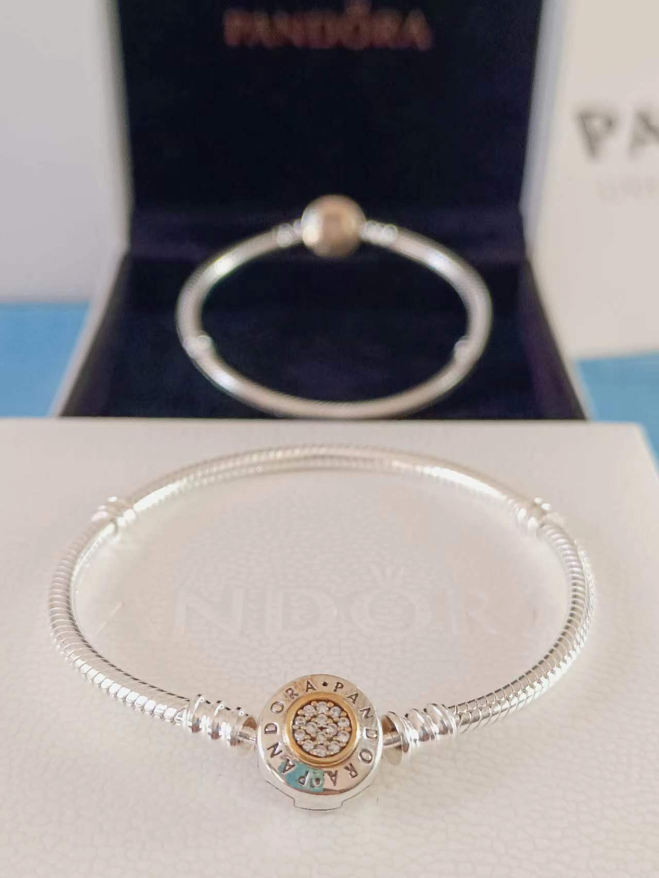 Sterling Silver Signature Bracelet with Gold Clasp