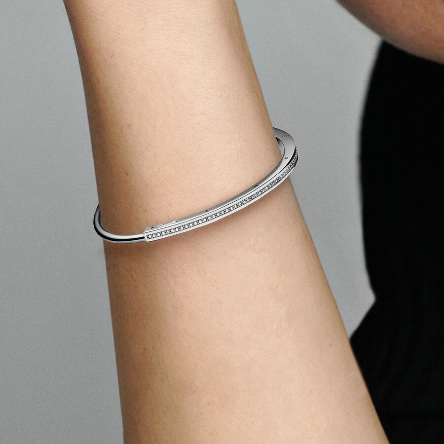 Signature I-D Pavé Bangle Sterling Silver