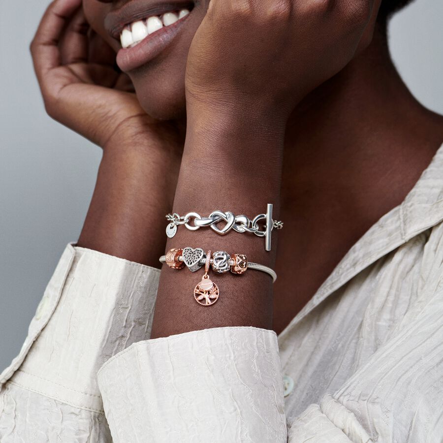 Knotted Hearts T-Bar Bracelet