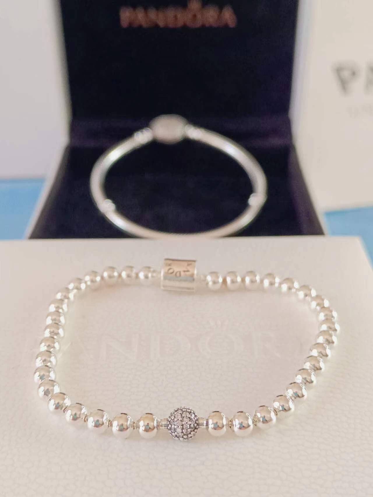 Beads & Pavé Bracelet Sterling silver