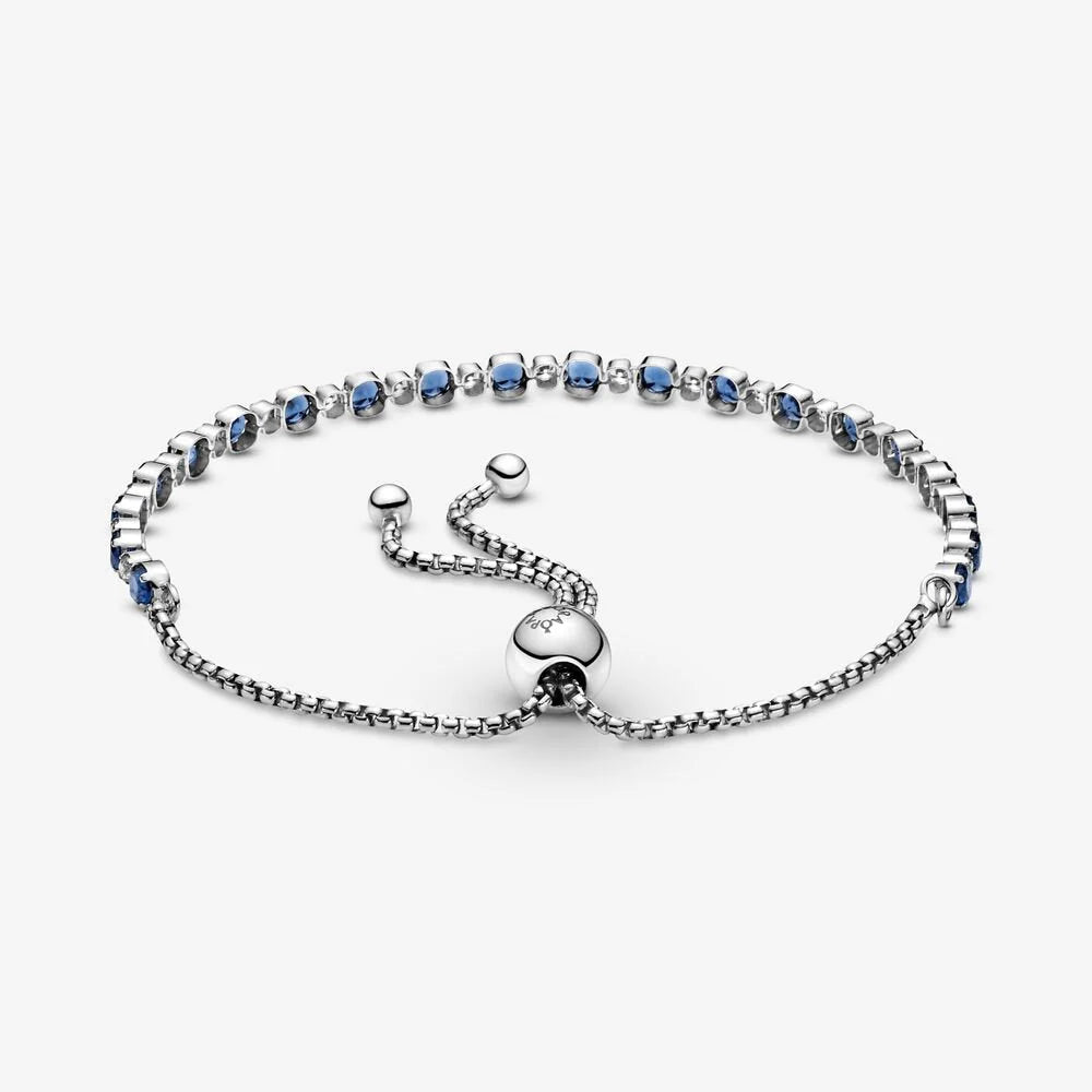 Blue and Clear Sparkle Sliding Bolo Bracelet