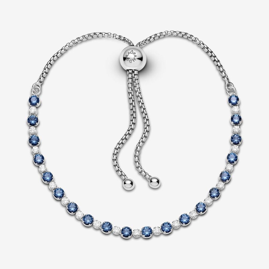 Blue and Clear Sparkle Slider Bracelet