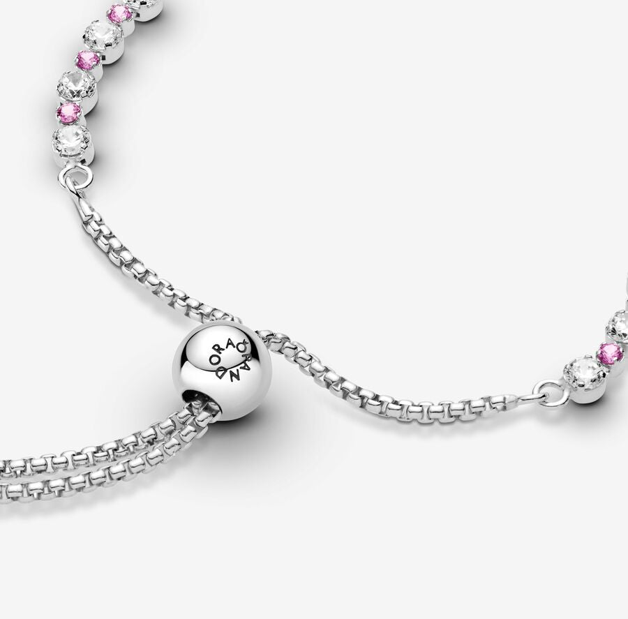 Pink & Clear Sparkle Slider Bracelet