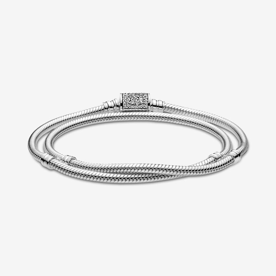 Double Wrap Barrel Clasp Snake Chain Bracelet/Necklace