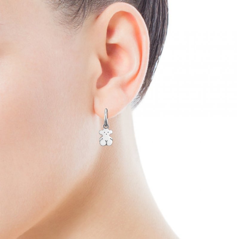 Sweet Dolls Short Silver Bear Earrings