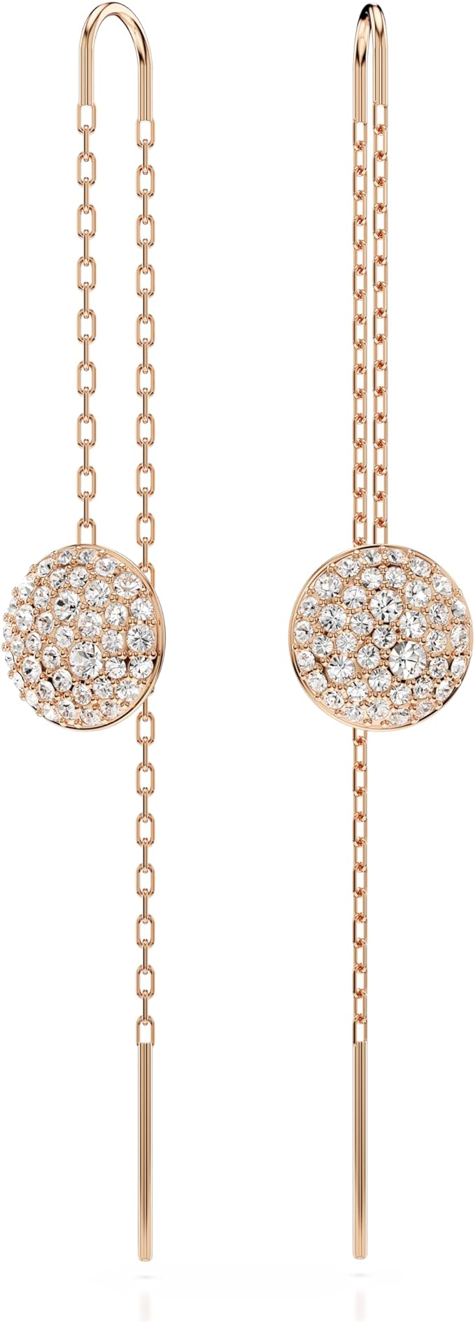 Meteora drop earrings, White, Rose gold-tone plated