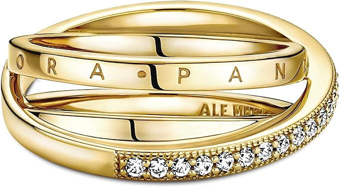 Crossover Pavé Triple Band Ring Gold Plated