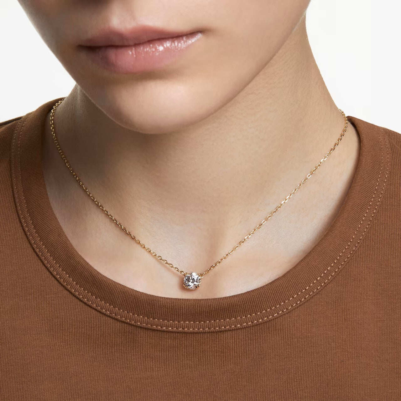 Constella Pendant, Round Cut, White, Gold-Tone Plated