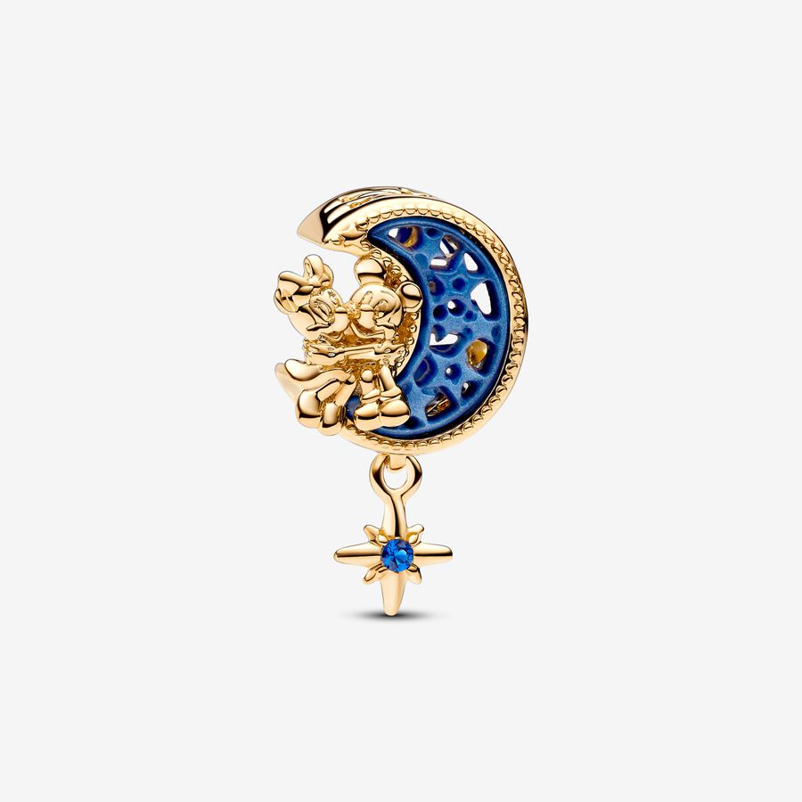 Mickey Mouse & Minnie Mouse Crescent Moon Charm