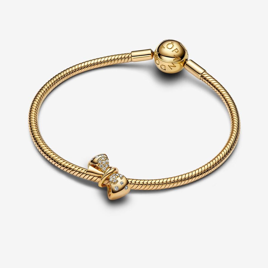 Gold-Plated Sparkling Bow Charm