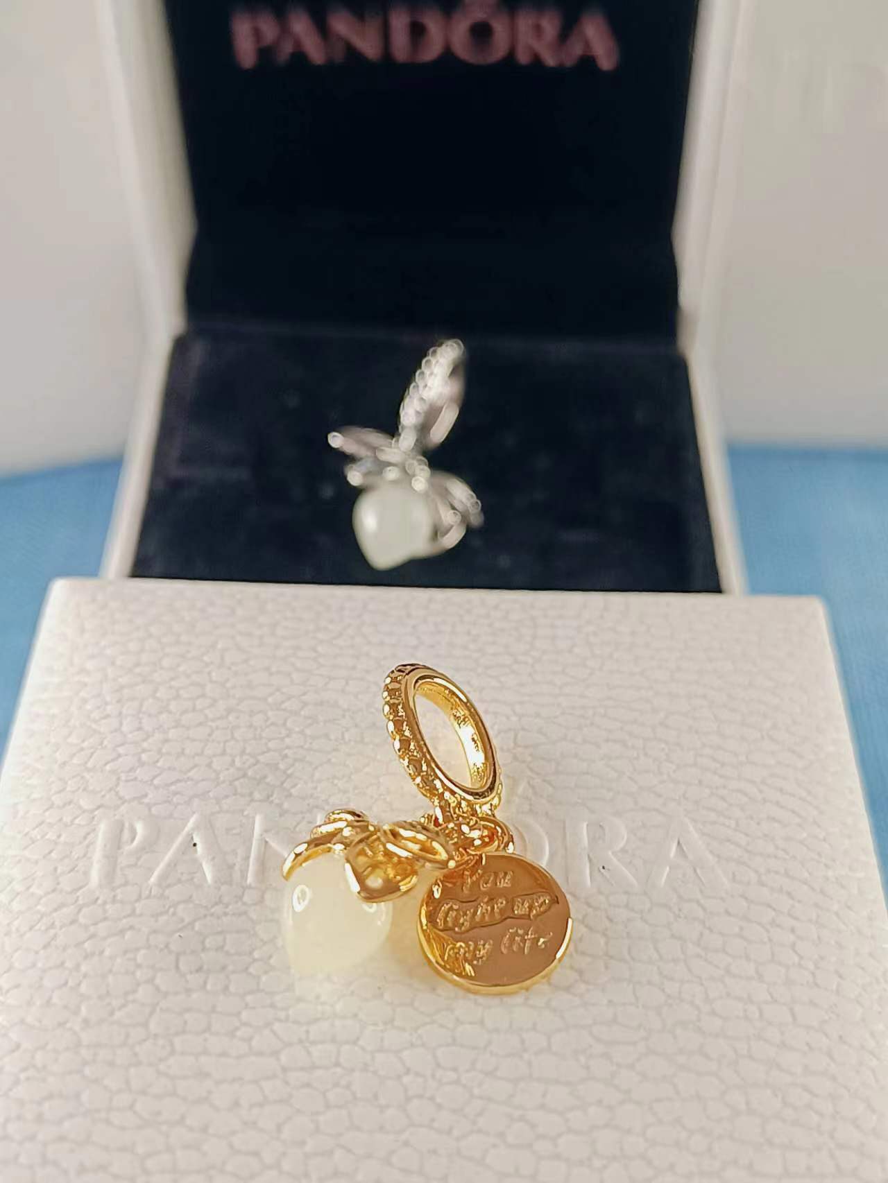 Glow-in-the-dark Firefly Dangle Charm Gold Plated
