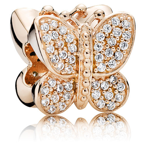 Rose Sparkling Butterfly Charm