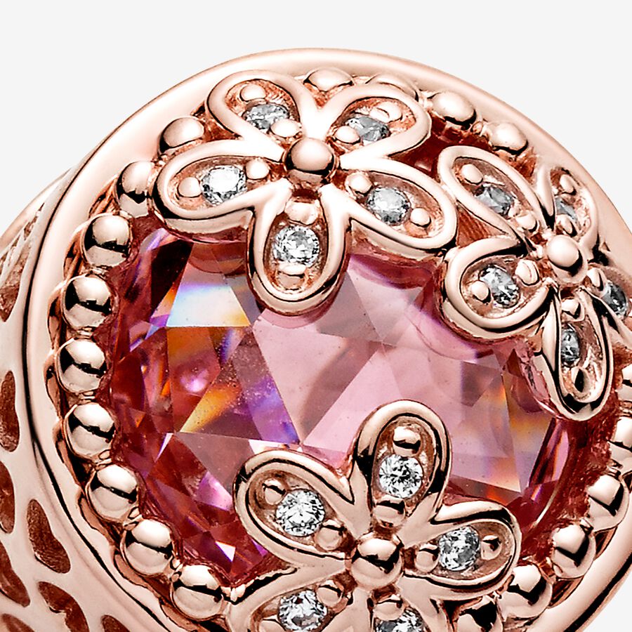 Rose Sparkling Pink Daisy Flower Charm