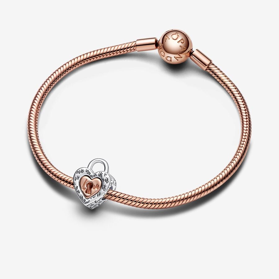 Two-tone Padlock Splittable Heart Charm