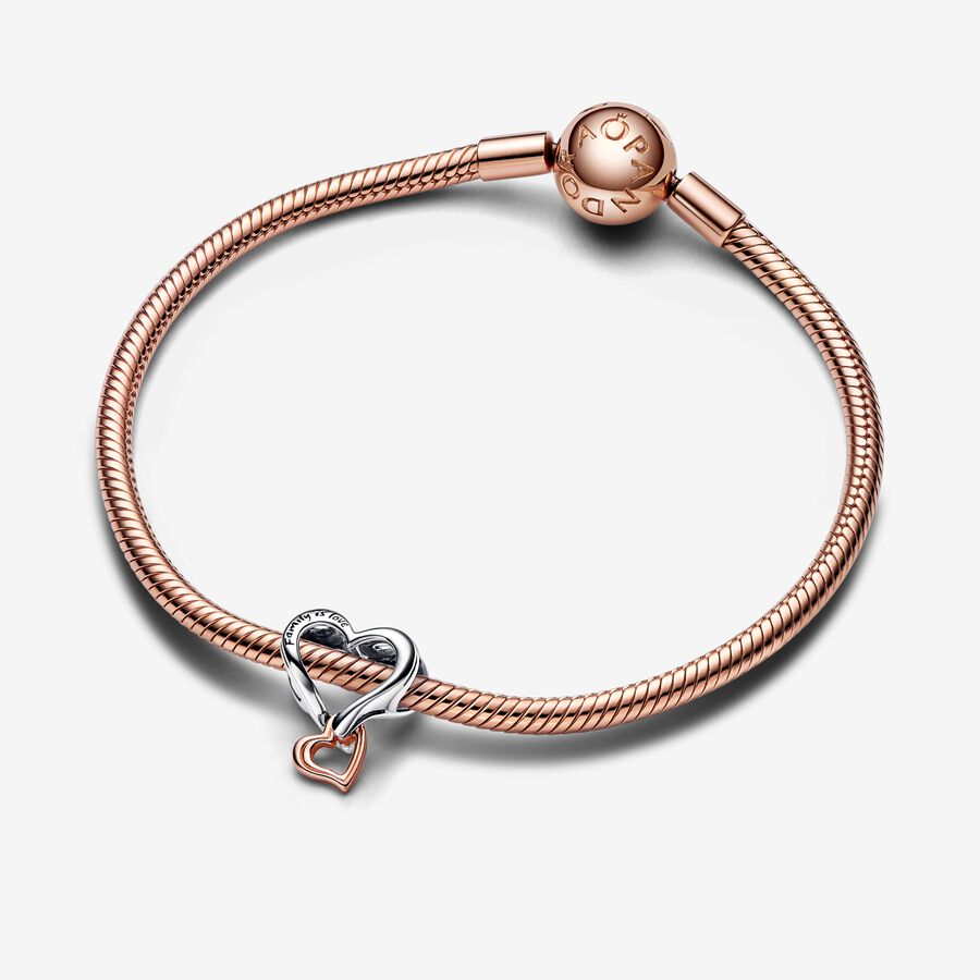 Rose Gold-Plated Openwork Infinity Heart Charm