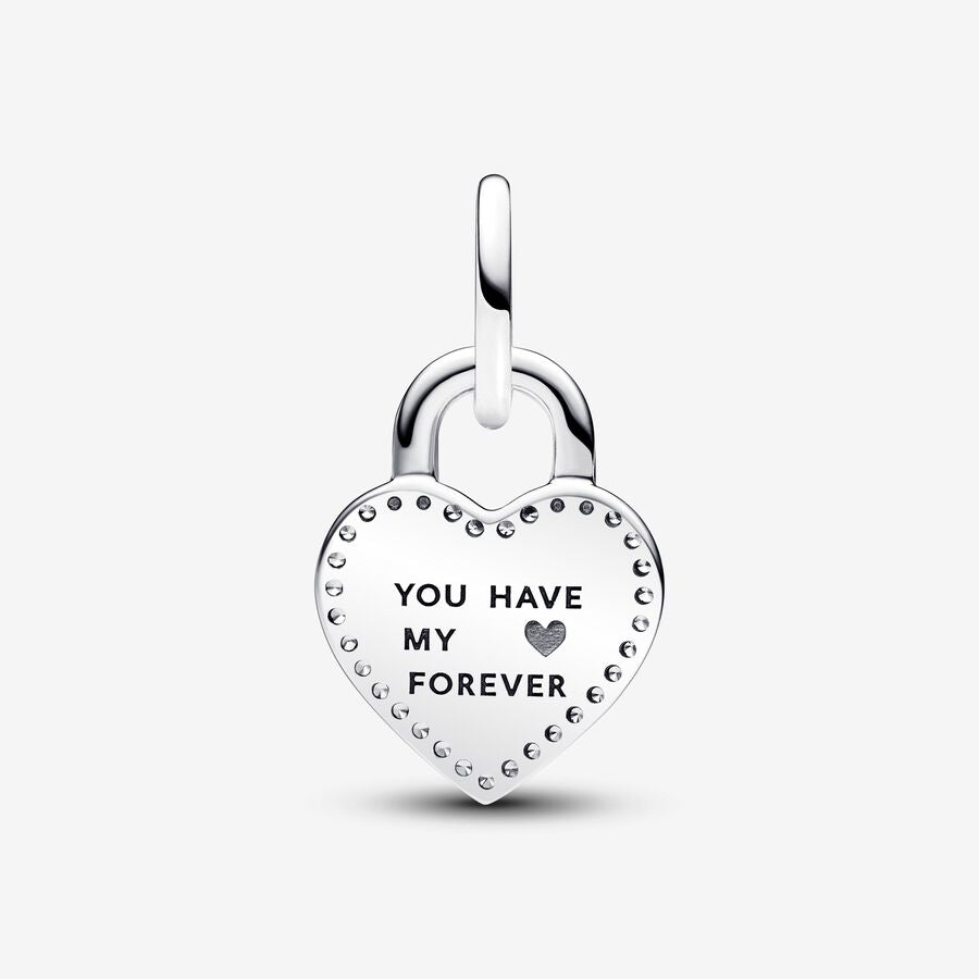 Two-tone Twistable Heart Padlock Double Dangle Charm