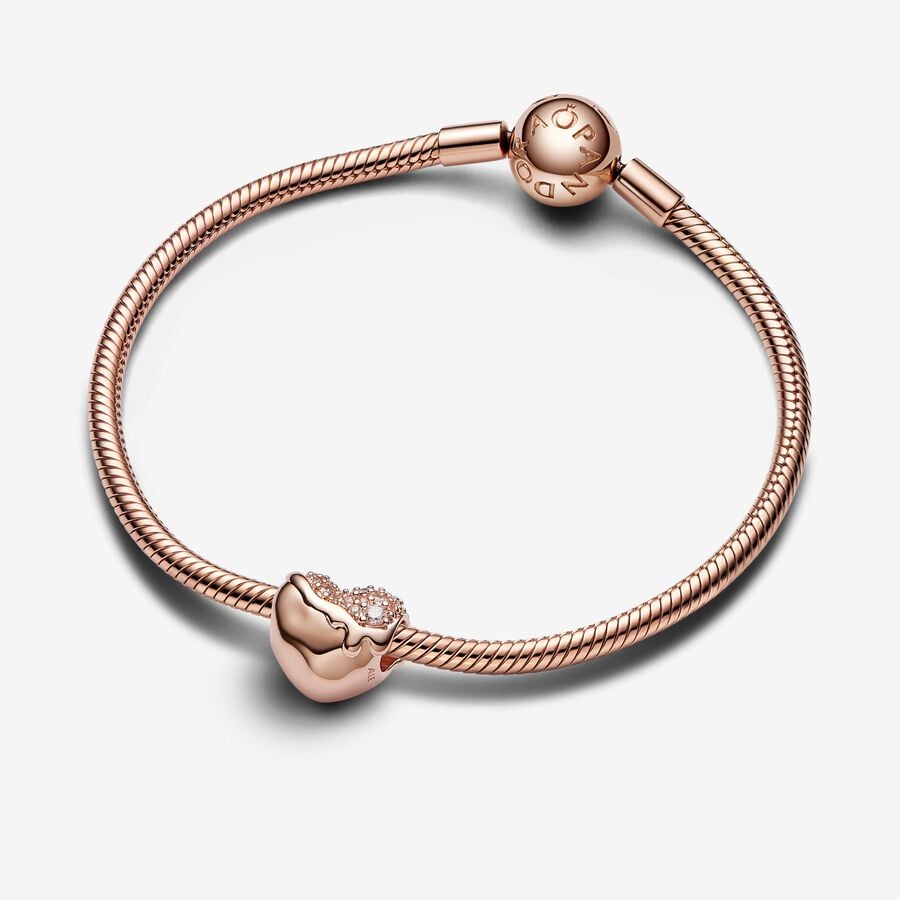 Rose Gold Sparkling Melting Heart Charm