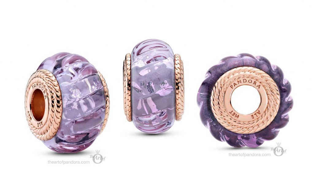 Rose Wavy Purple Murano Glass Charm