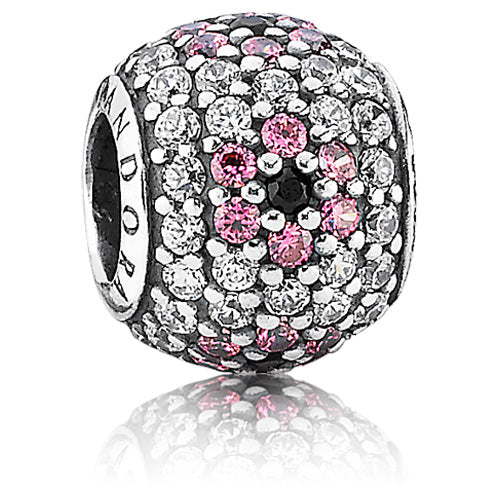 Shimmering Pink Blossom Pave Charm