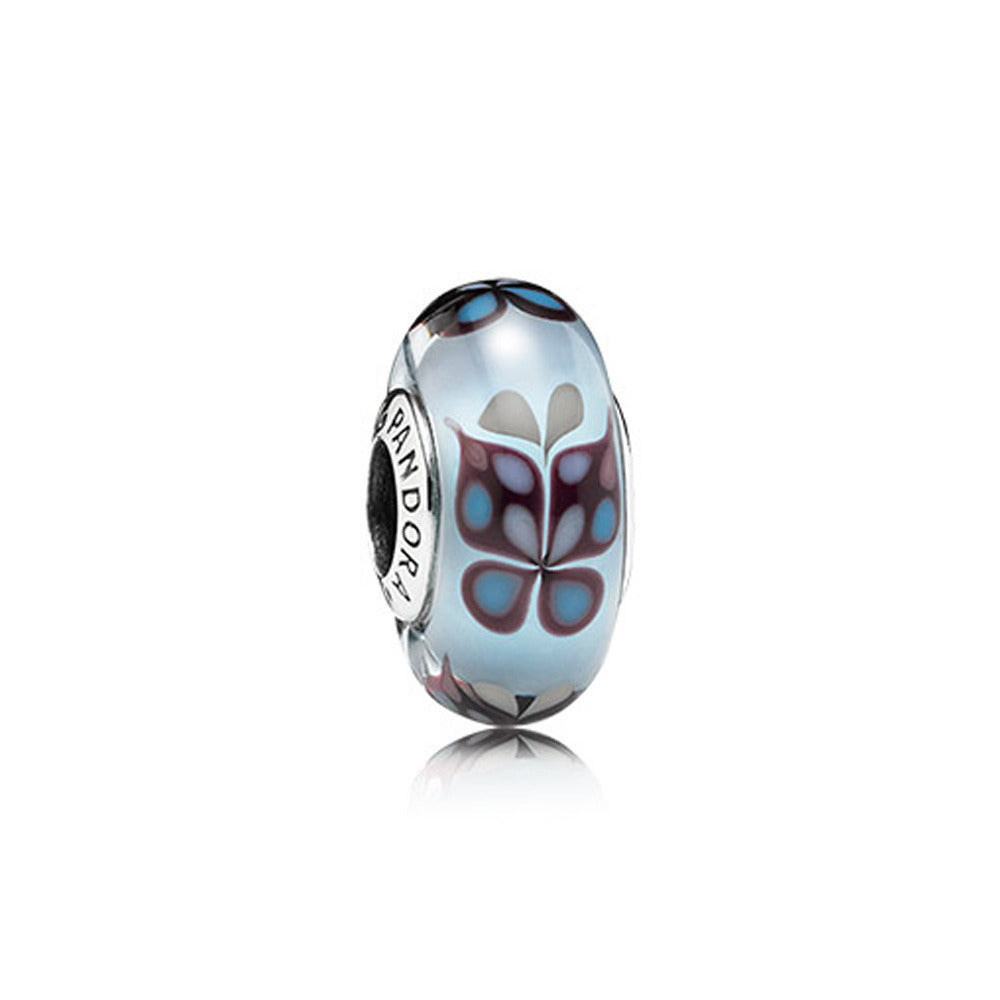 Butterfly Kisses Blue Murano Glass Charm