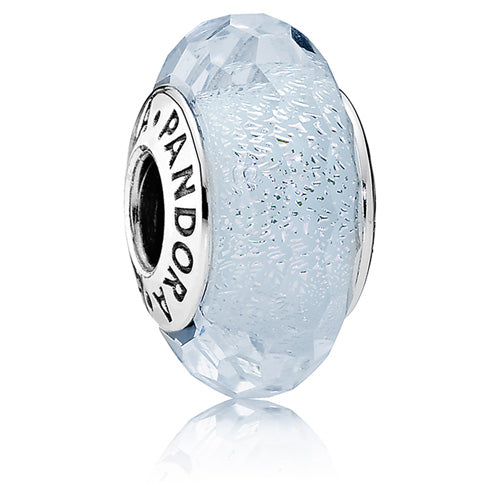 Frosty Mint Shimmer Faceted Murano Glass Charm