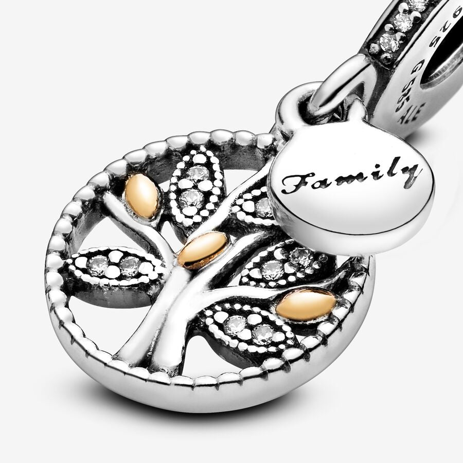 Sparkling Family Tree Dangle Charm Two-tone