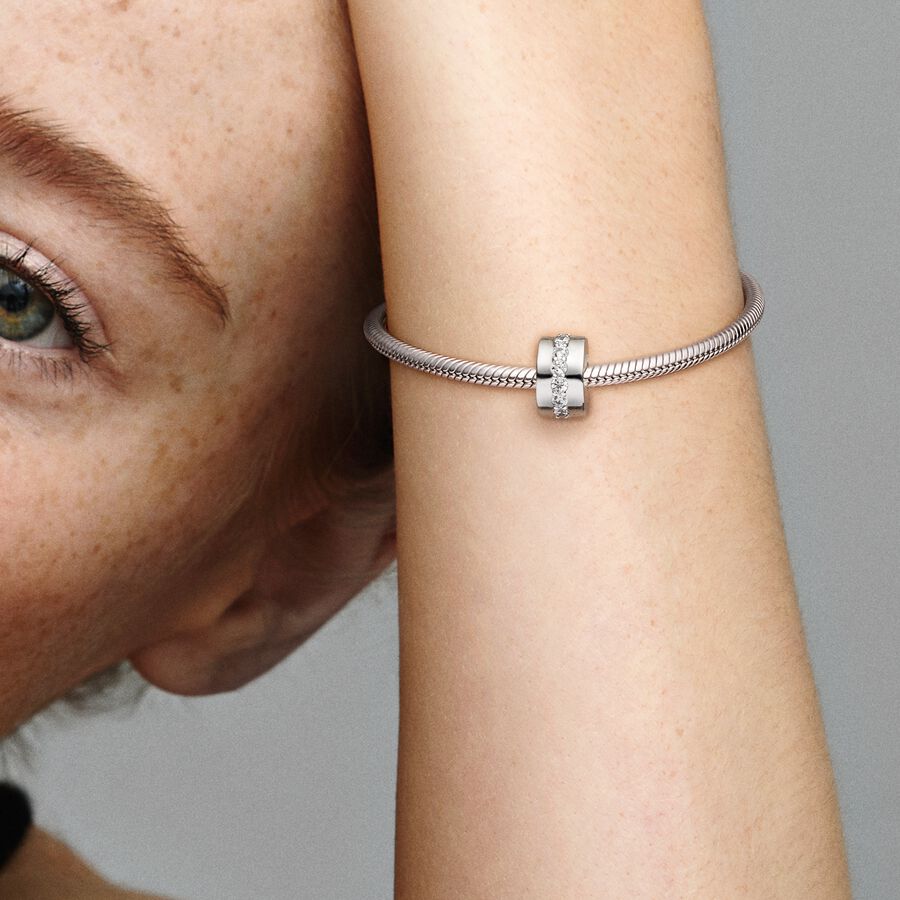 Clear Sparkling Row Clip Charm