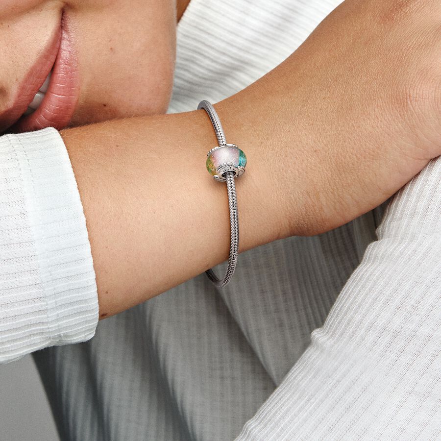 Multicolour Murano Glass and Curved Feather Charm
