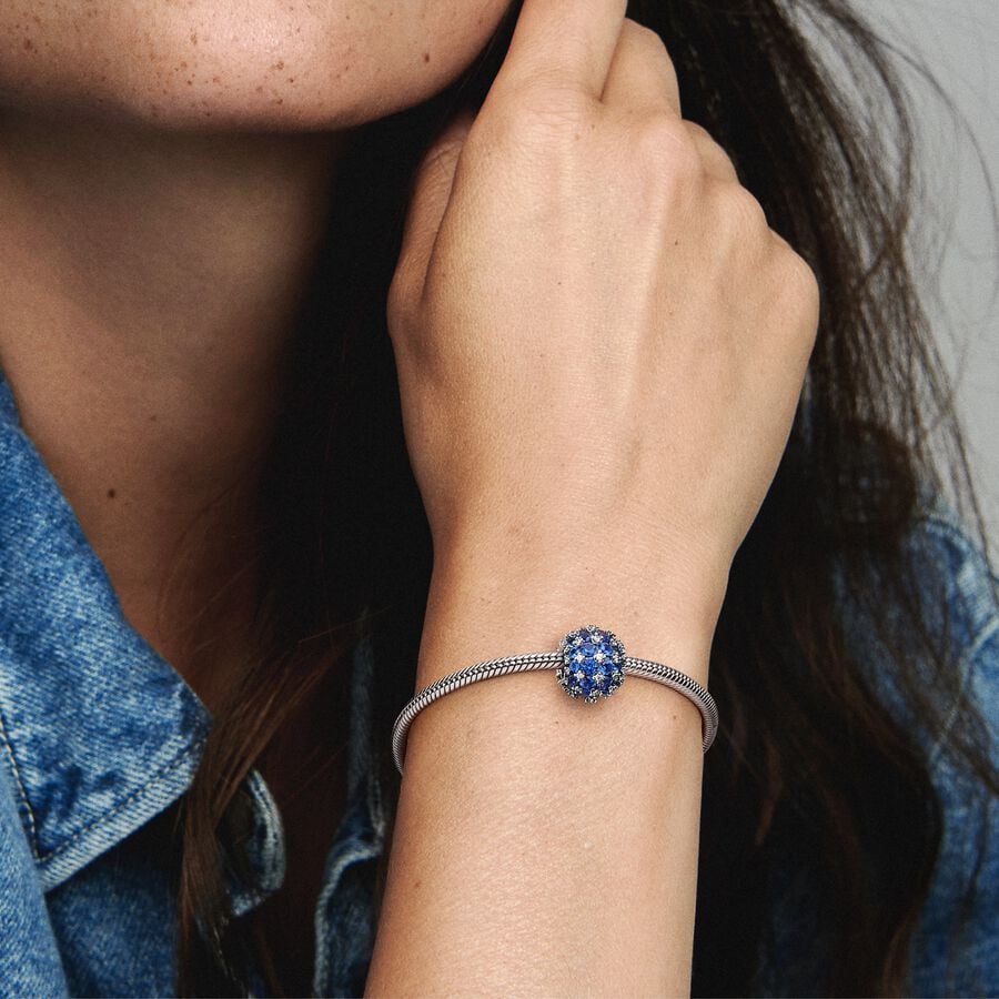Sparkling Pavé Round Blue Charm