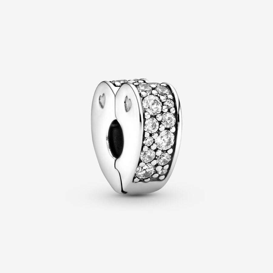 Clear Pavé Heart Clip Charm