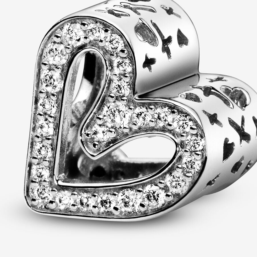 Sparkling Freehand Heart Charm Sterling Silver