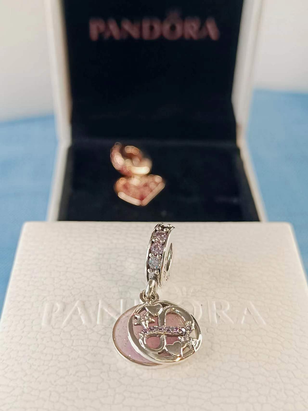 Glittering Infinity Hearts and Stars Dangle