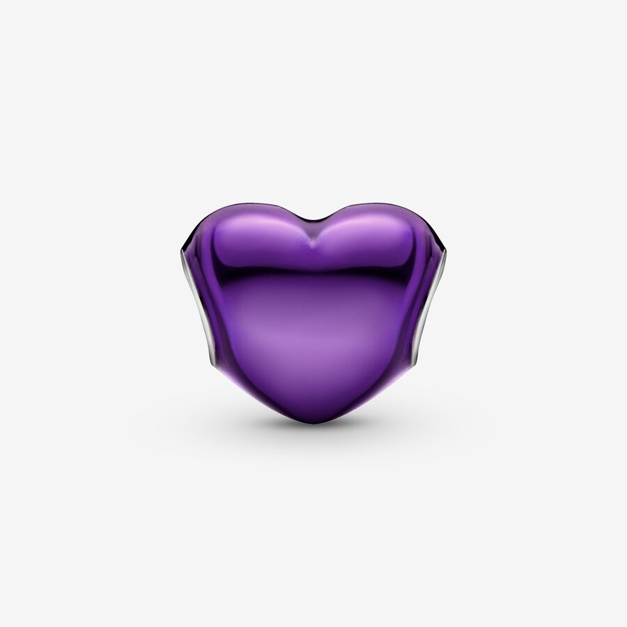 Metallic Purple Heart Charm