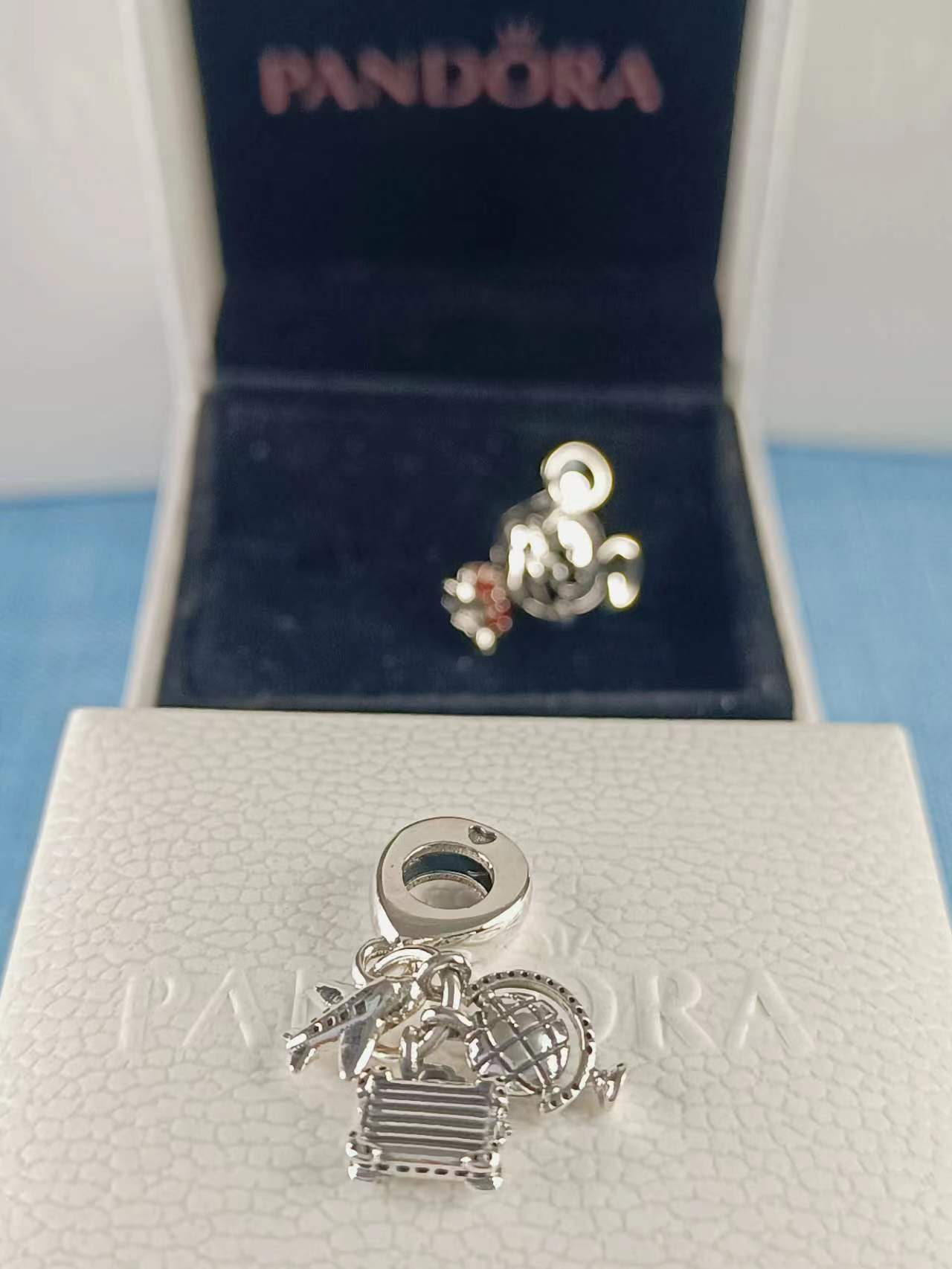 Airplane, Globe & Suitcase Dangle Charm
