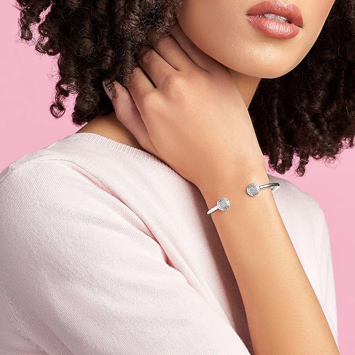 Logo Pave Open Bangle