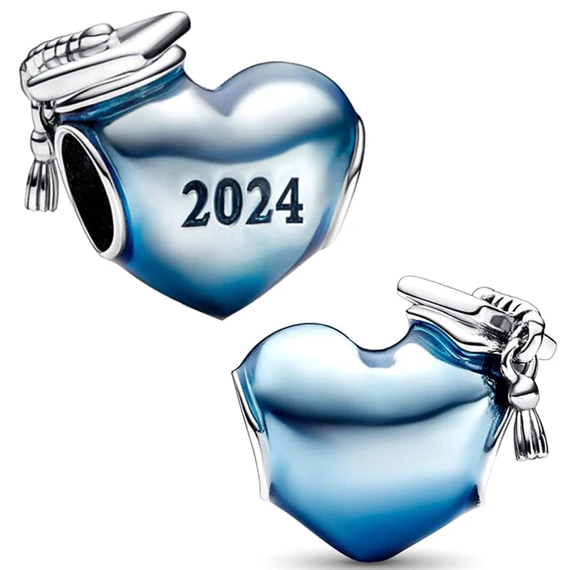 Blue 2024 Graduation Heart Charm