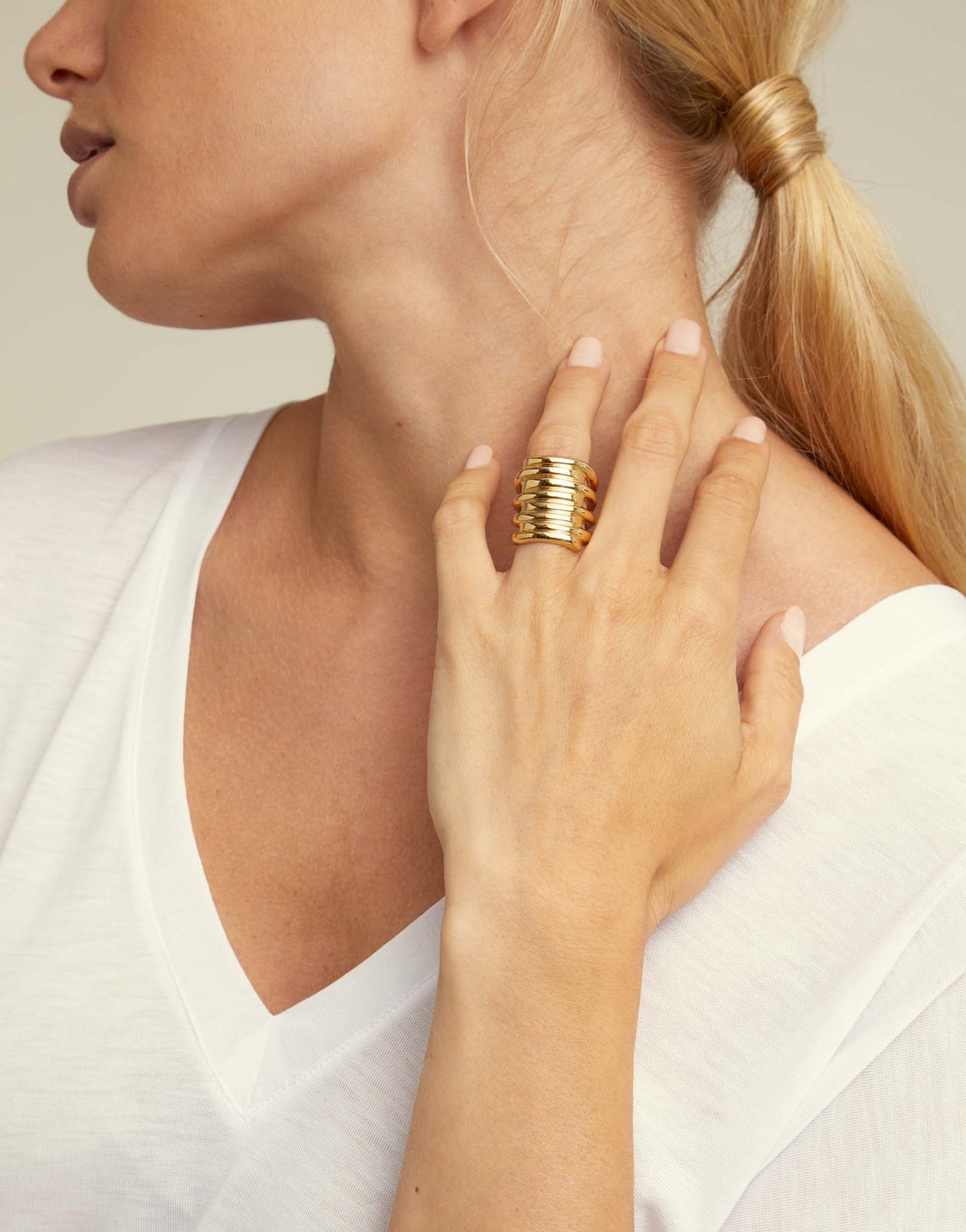 Gold-plated stacking effect ring