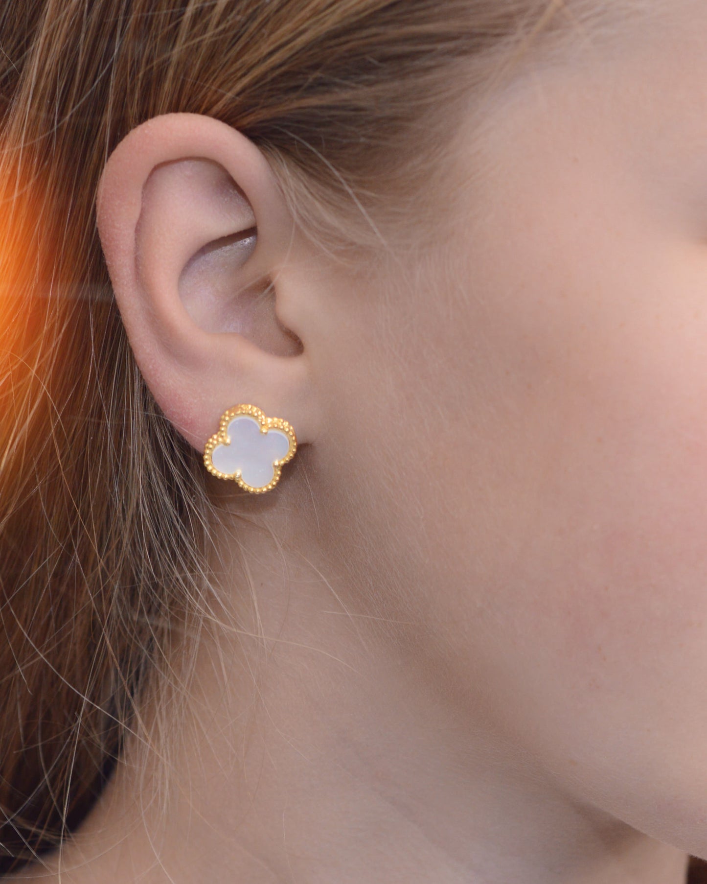 Four-Leaf-Clover Golden Glow Quatrefoil Earrings
