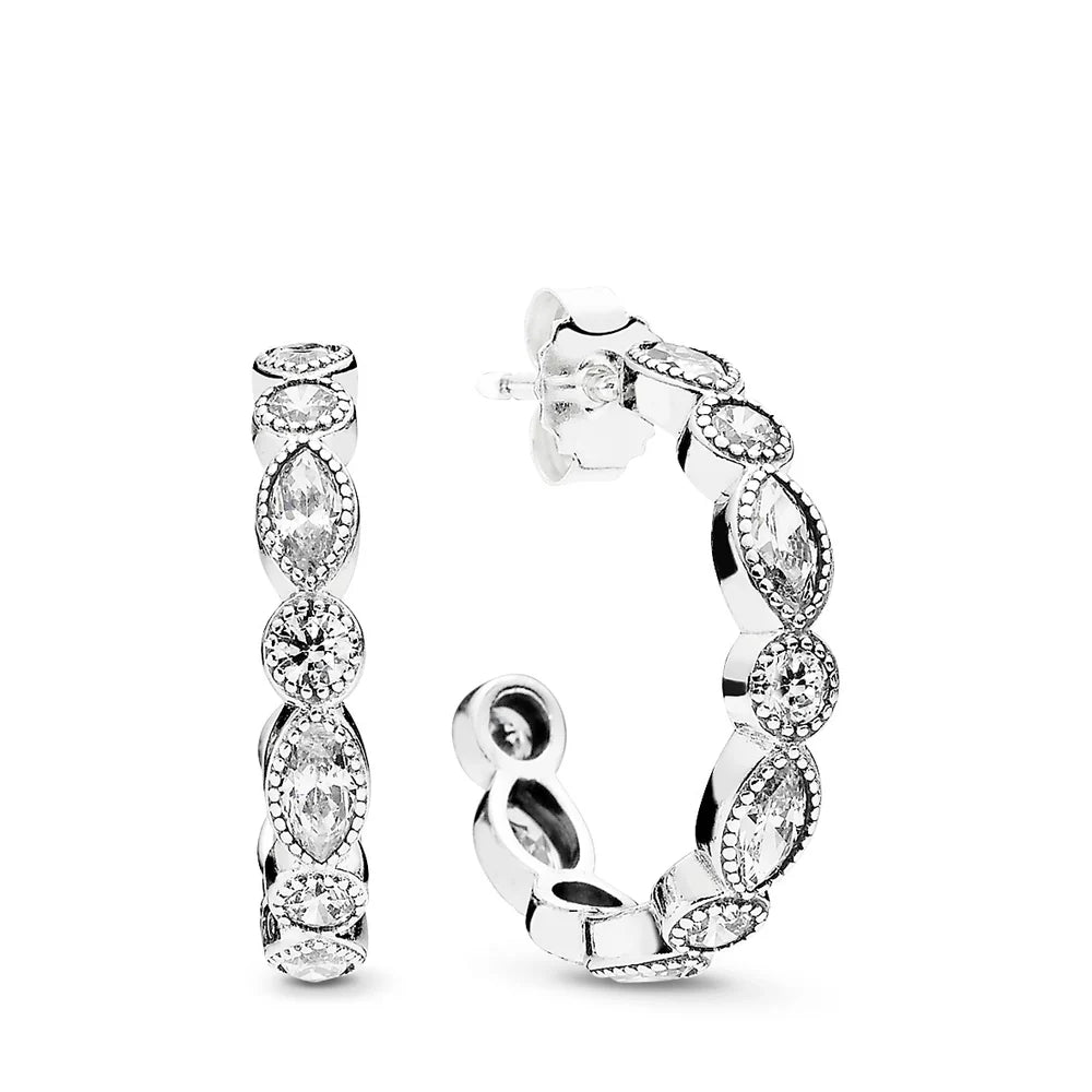 Alluring Brilliant Marquis Hoop Earrings