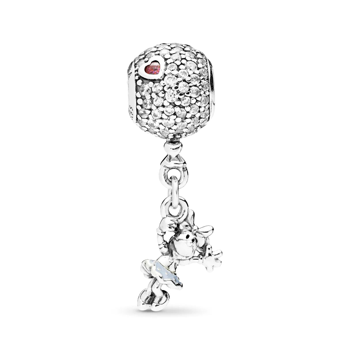 Sterling Silver Floating Minnie Mouse Charm with Blue Enamel