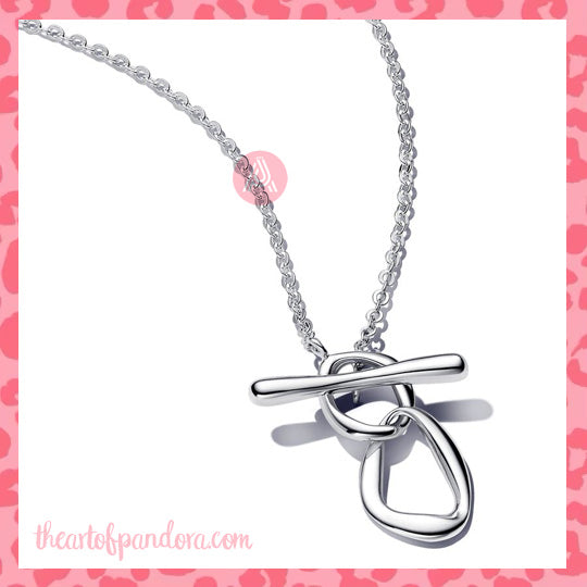 Organically shaped circles T-bar necklace 50CM